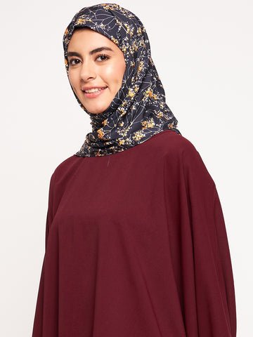 Nabia Black and Yellow Floral Printed Scarf - Image 2