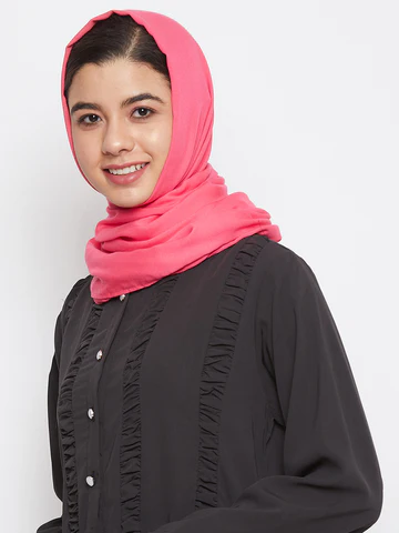 Nabia Women Pink Solid Rayon Hijab