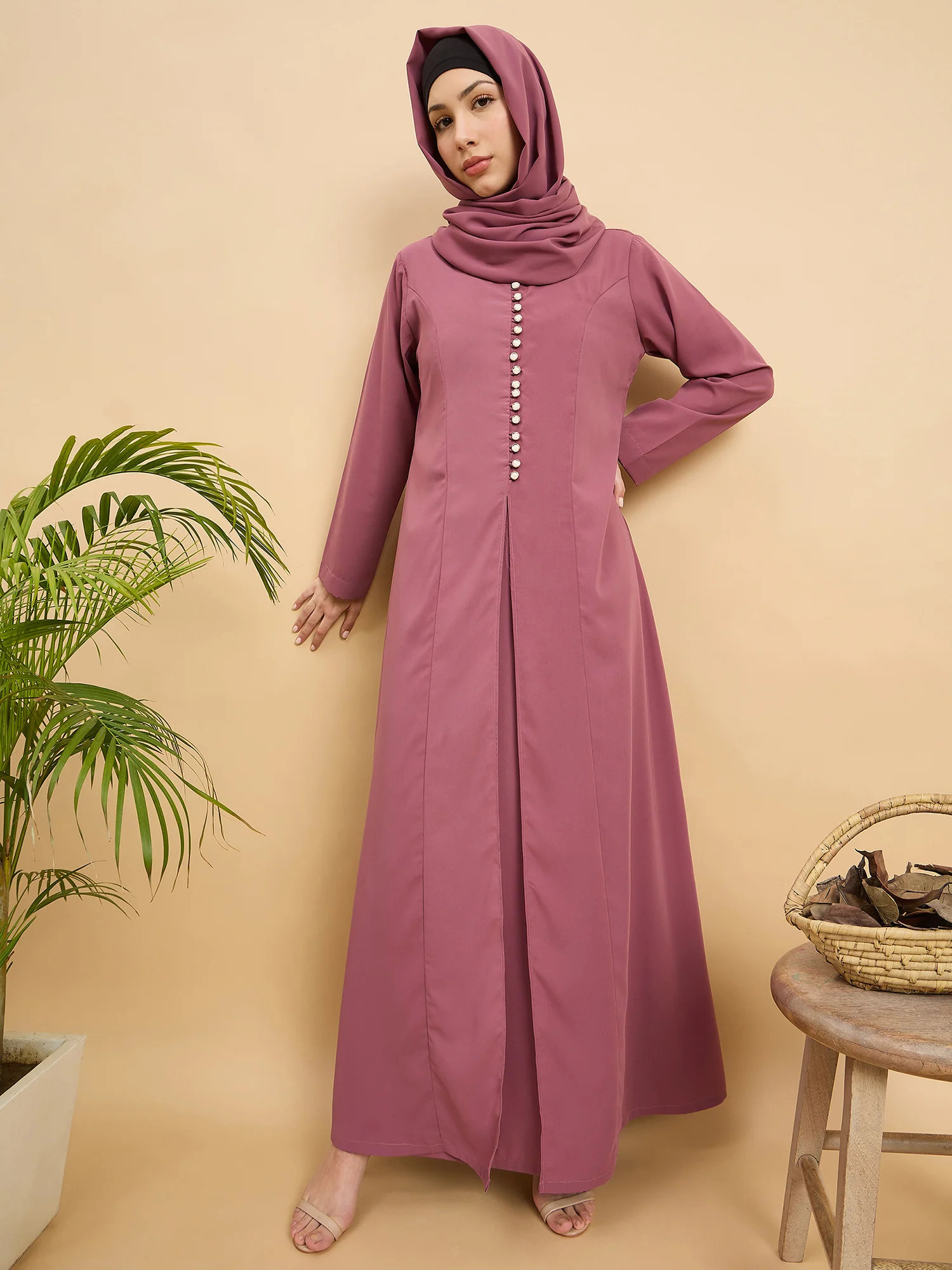 Modest Pink Abaya Burqa for Women with Matching Hijab