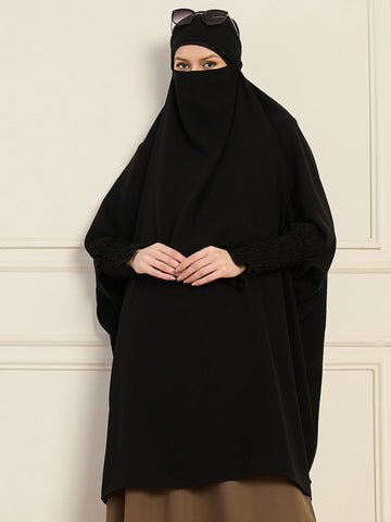 Nabia Black Solid Free Size Prayer Khimar