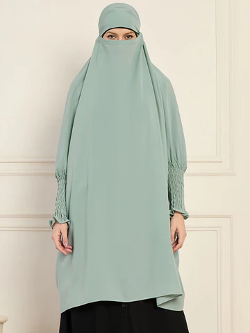 Nabia Sea Green Solid Free Size Prayer Khimar - Image 2