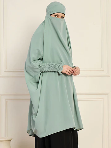 Nabia Sea Green Solid Free Size Prayer Khimar - Image 3