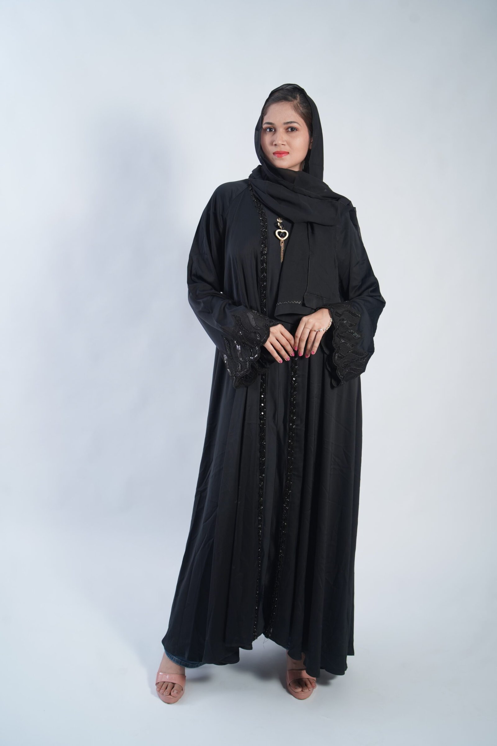 Al Noore Royal Black Embroidered Abaya