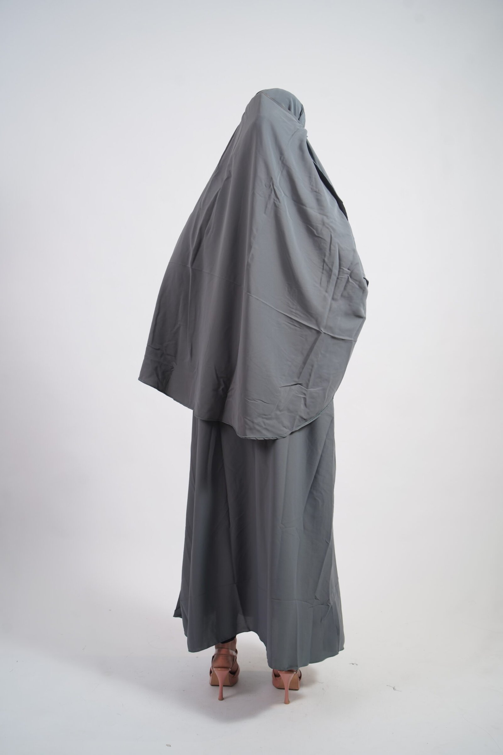 Slate Grey Full Coverage Abaya Set - Image 6