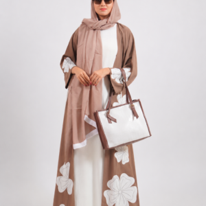 taupe-white-floral-embroidered-open-abaya