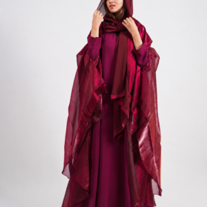 wine-silk-shimmer-cape-abaya-set